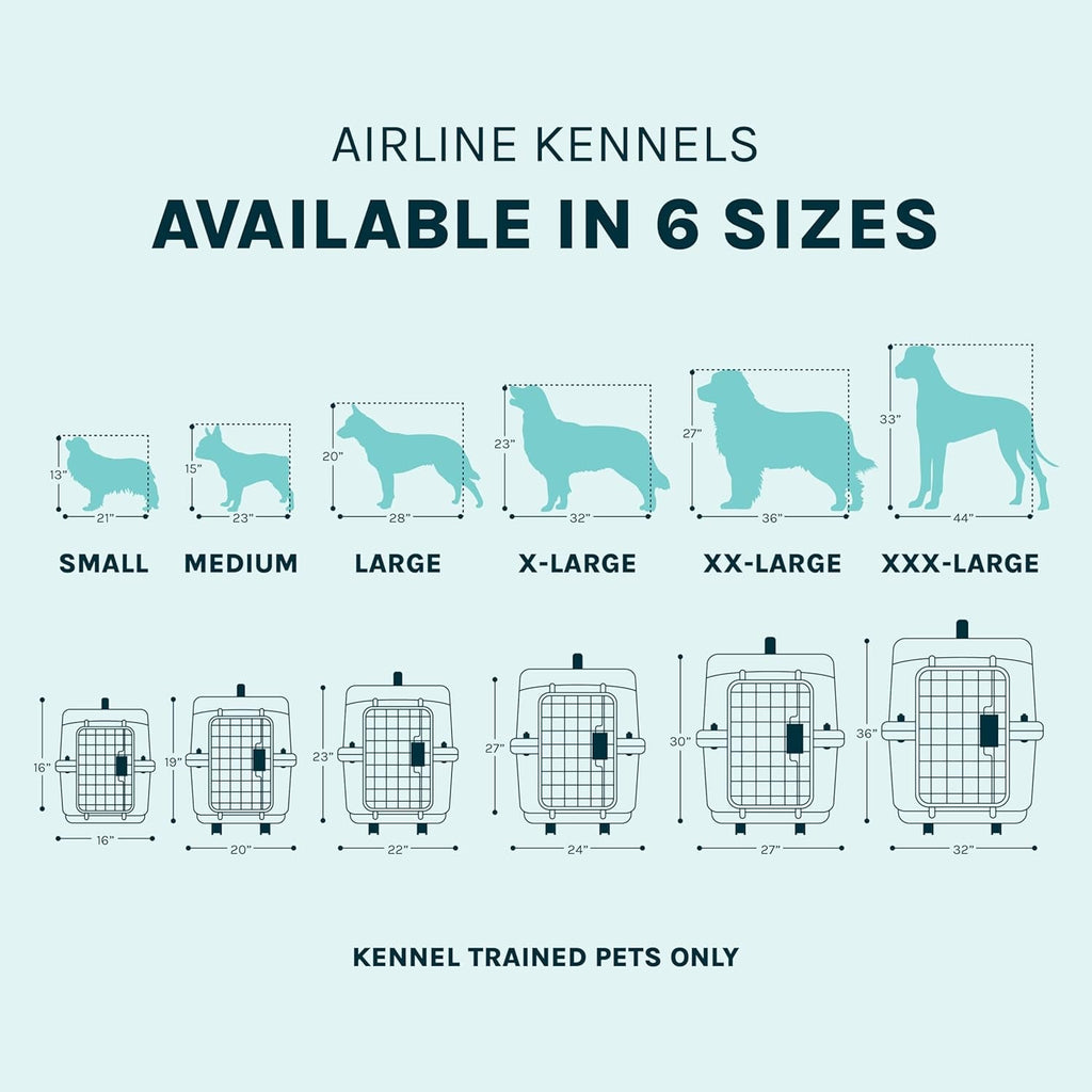 Sportpet Airline Compliant LARGE 28.75" Travel Dog Kennel-Durable Plastic Airline Pet Carrier W/ Removable Wheels & Food Bowls, Collapsible Indoor/Outdoor Dog Kennel, Dogs up to 28"L & 20"H-Cream/Gray
