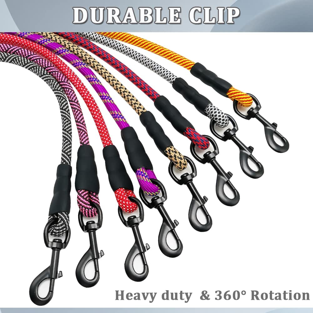 Heavy Duty Rope Dog Leash, 6/8/10FT Nylon Pet Leash, Soft Padded Handle Thick Lead Leashes for Large Medium Dogs (Orange, 1/2" * 6')