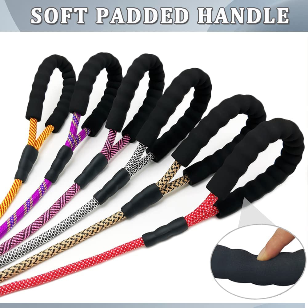 Heavy Duty Rope Dog Leash, 6/8/10FT Nylon Pet Leash, Soft Padded Handle Thick Lead Leashes for Large Medium Dogs (Orange, 1/2" * 6')